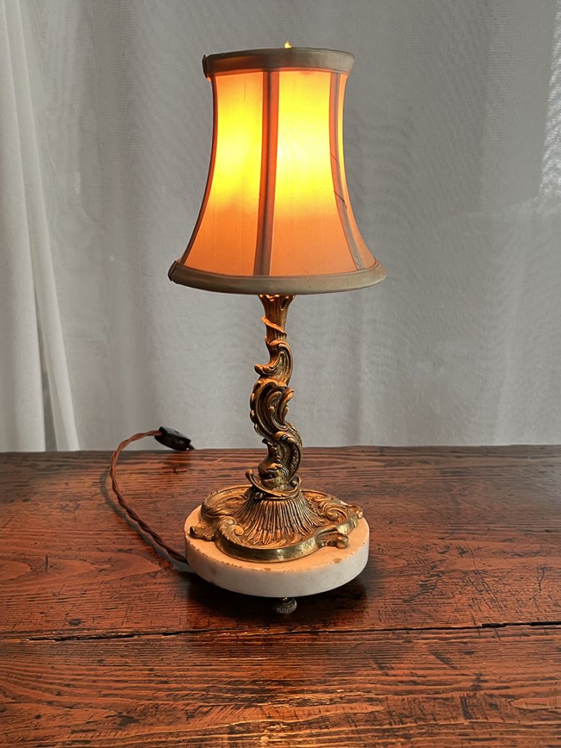 フランス ロココ ブロンズランプスタンド&シェード _6198_0620