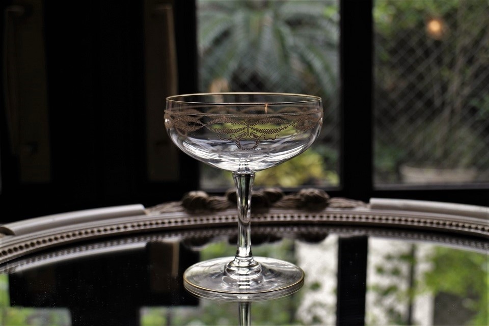 美品☆オールドバカラBACCARAT 金彩アテニエンヌ シャンパンクープ