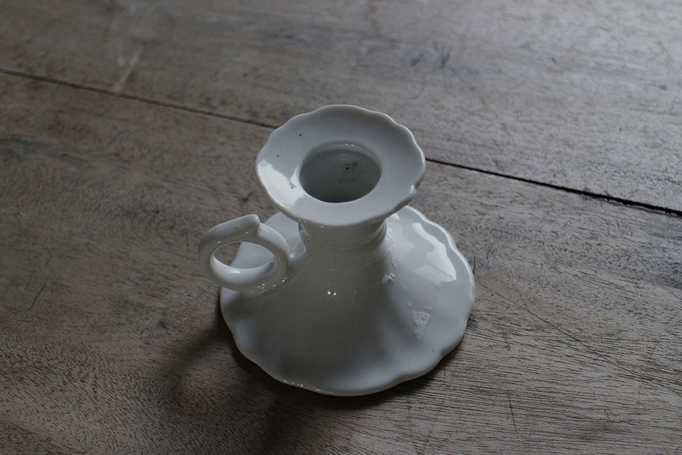 アンティークフランス リモージュ ペアキャンドルスタンド 盛上手彩色