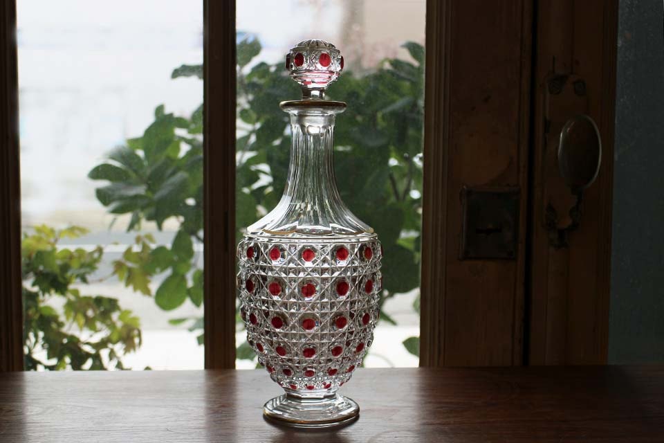 オールド・バカラ 大型サイズ 24cm1.8kg ディアマン・ピエーリー切子花瓶 希少美オールド バカラ 大型 ディアマン ピエーリー ウォーターグラス レア