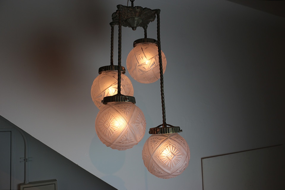 フランス アールデコ 4灯式ランプ 3216 照明 シャンデリア Majorelle