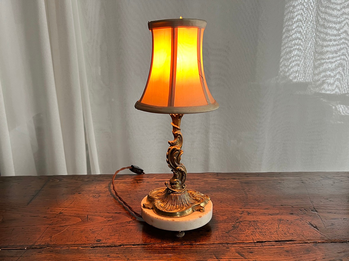 フランス ロココ ブロンズランプスタンド&シェード _6198_0620 | 照明