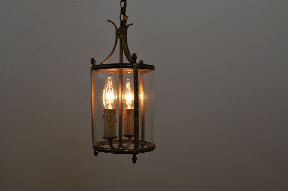 真鍮フレームの小さな2灯式ランタン型ランプ 4746 | 照明,ペンダント  