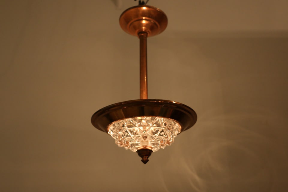 アールデコ◇ヴィンテージ照明◇イギリス ガラス 天井照明 電笠