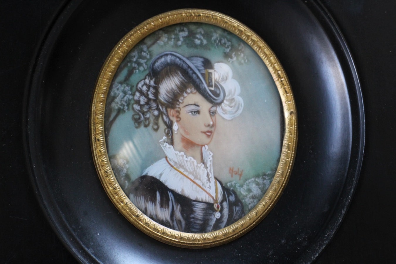 ミニアチュール　miniature 肖像画　17-19世紀　サイン有り ミニアチュールminiature 肖像画17-19世紀サイン有り