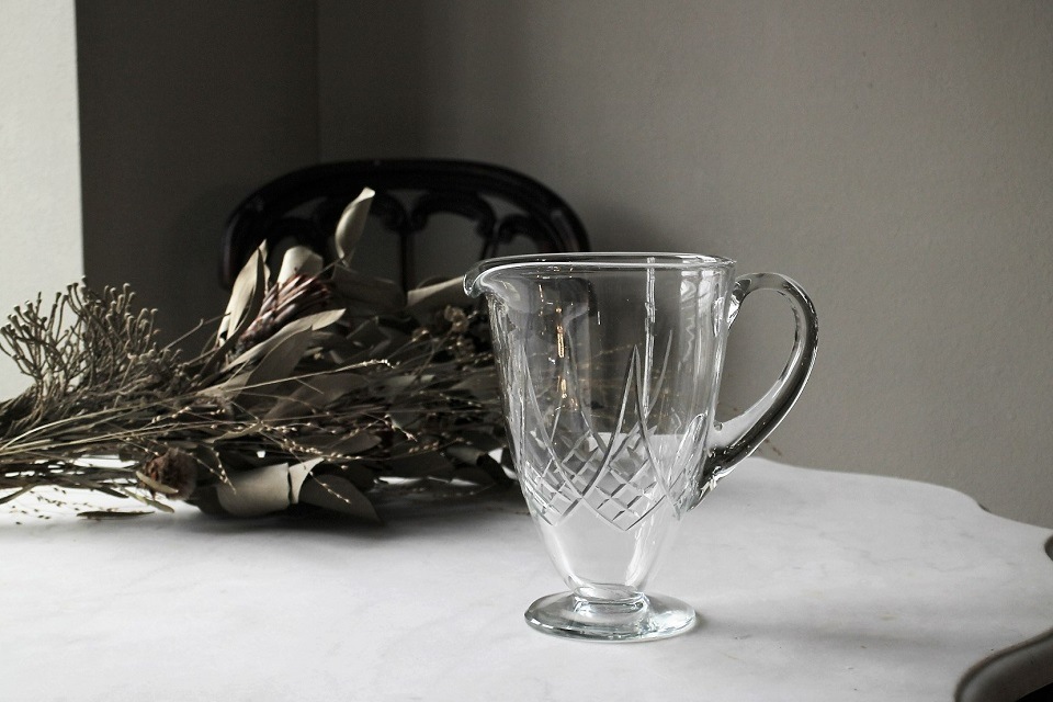 欧州ビンテージ・カットクリスタル・ジャグ フランス クリスタルガラスジャグ 水差し 185mm 5474 | グラスウェア