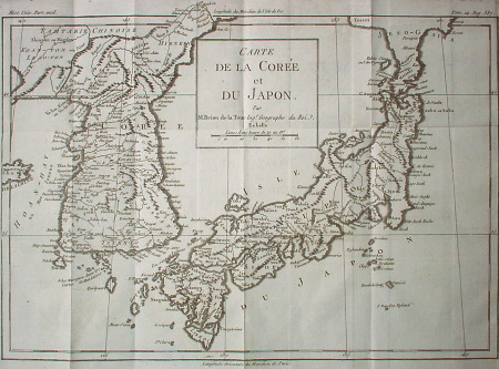 日本地図 ルイ・ブリオン・ド・ラ・トゥール 1780年頃 | 古版画,古地図