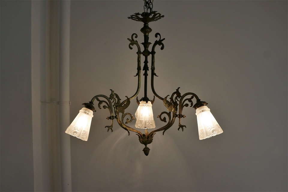 4-2. 2個セット！フランスアンティーク ランプ ブラケット ブロンズ 2