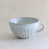 【樹ノ音工房】白マット太鎬たっぷりマグ