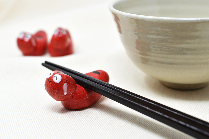 会津本郷焼 箸置き 起き上がり小法師×赤ベコ 3個ずつ