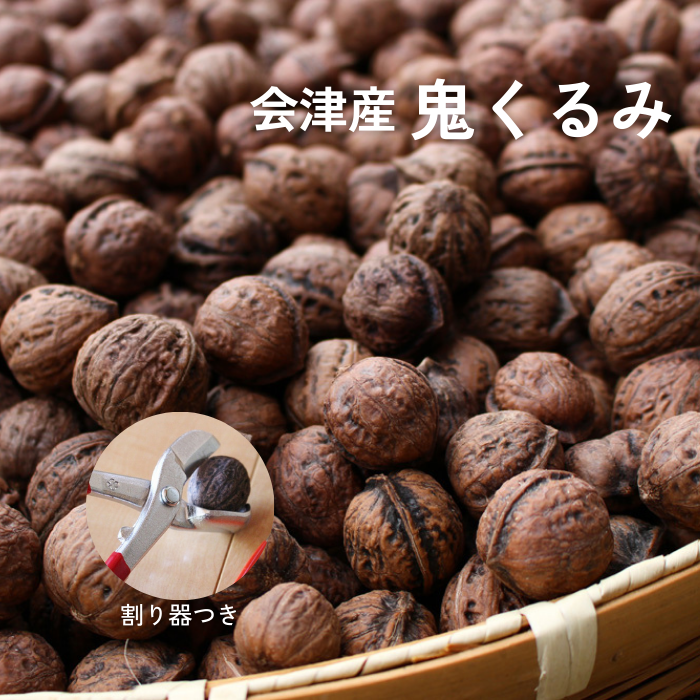鬼くるみ殻付き1kg +くるみ用割り器セット 会津産