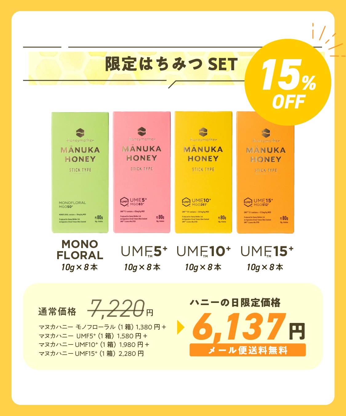 【 ハニーの日限定!】 スティックハニー 4箱セット 特別価格15%OFF はちみつ 非加熱 100% ニュージーランド 【 UMFライセンス / 残留農薬不検出 証明書付 】