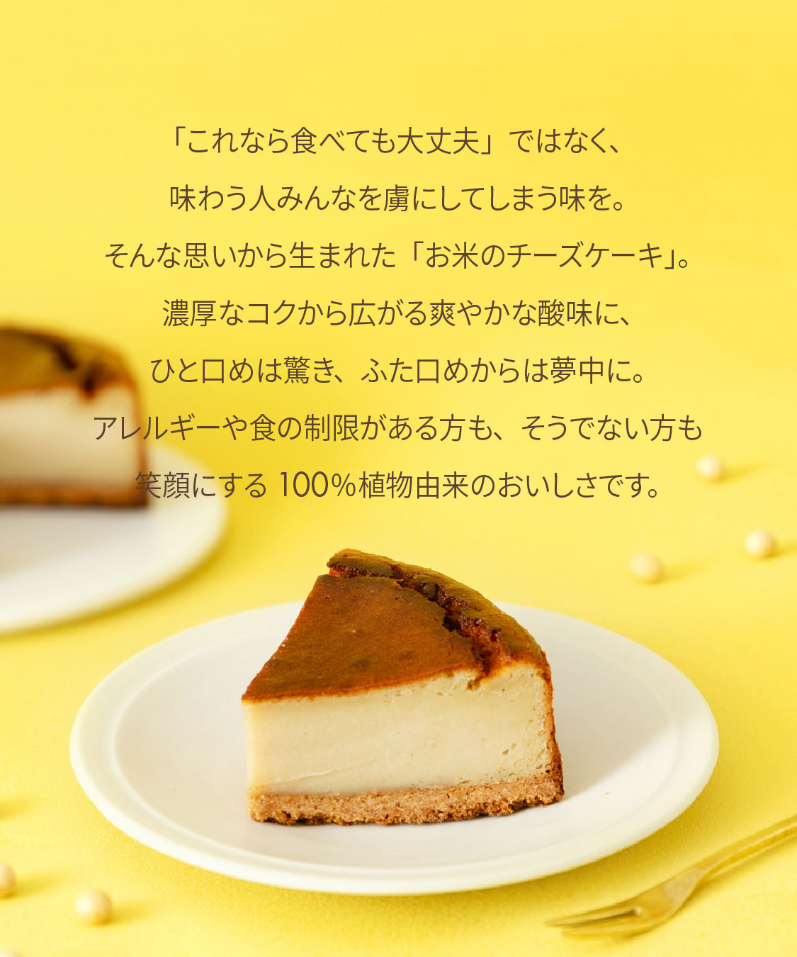 お米のチーズケーキ（5号／15cm）【グルテンフリー＆ヴィーガン】
