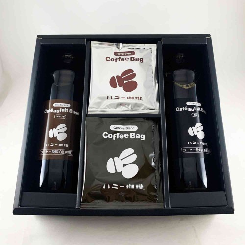 コーヒーバッグMIX12枚セット＋カフェオレベース２本セット（無糖1本・てんさい糖1本）　ギフト箱入り