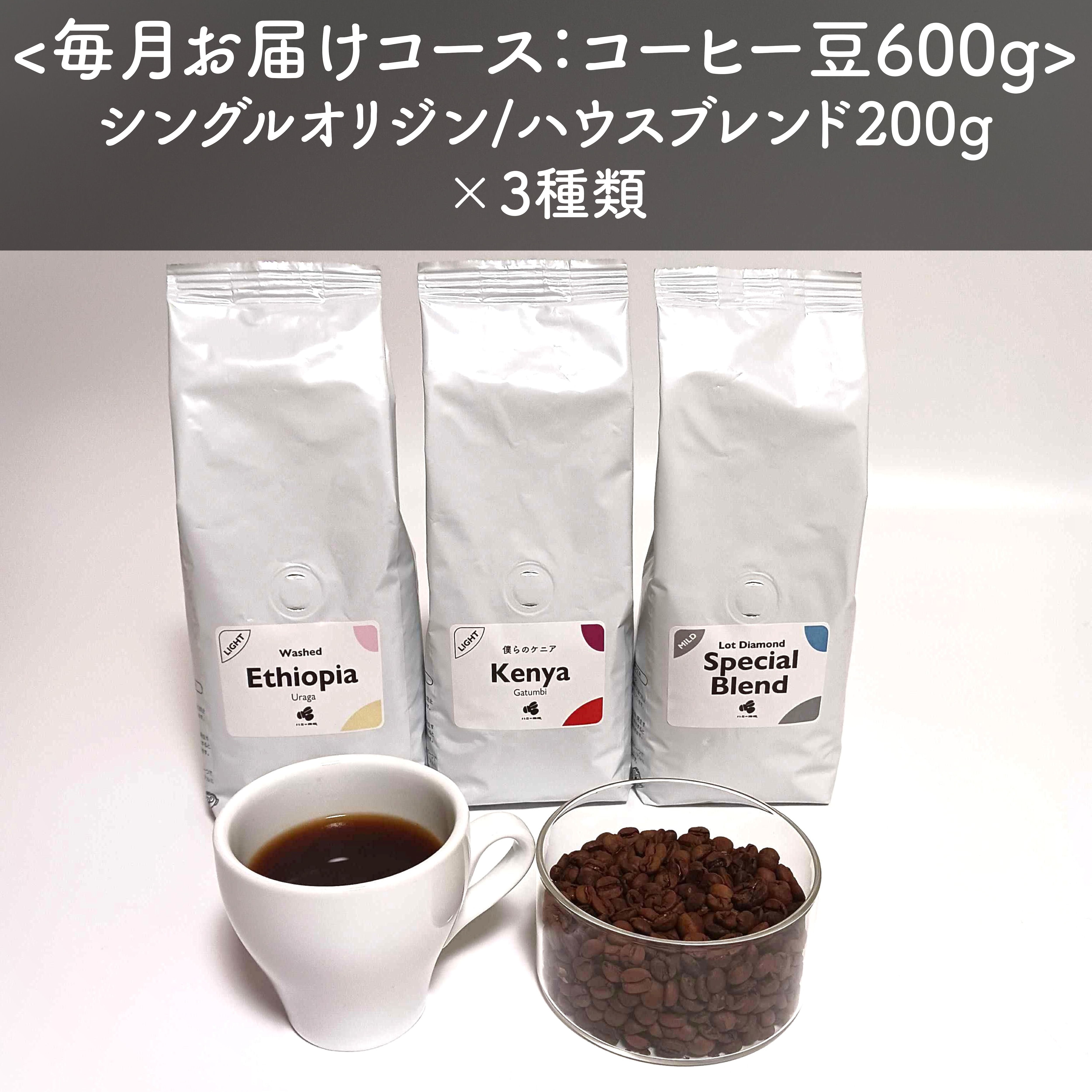【定期便】スペシャルティコーヒー豆200g×3種類：600gコース　＜通常6,000円が初回限定3,000円&茶こし付き：送料無料＞