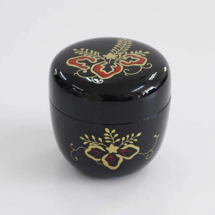 茶道具 棗 おけいこ用 プラスチック 中棗 【 黒/柄おまかせ 】