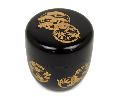 中棗　木製 木乾黒溜塗 二度塗り　菊桐 中棗 木製 木乾黒溜塗 二度塗り 菊桐お茶のふじい・藤井茶舗