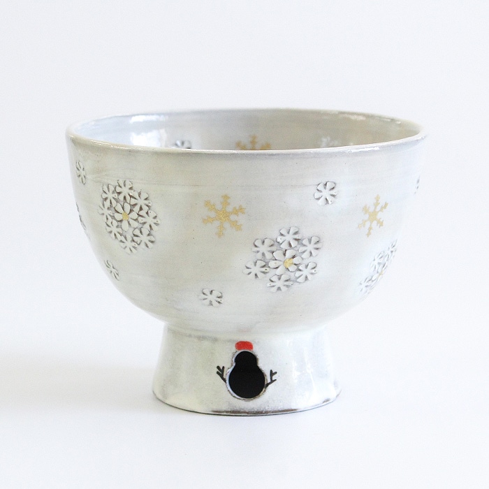茶道具 抹茶茶碗 清和窯 粉引 雪花