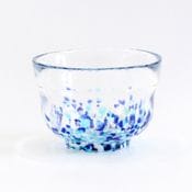 ガラス 抹茶茶碗 青と白のマーブル模様 ガラス 抹茶茶碗 青と白のマーブル模様