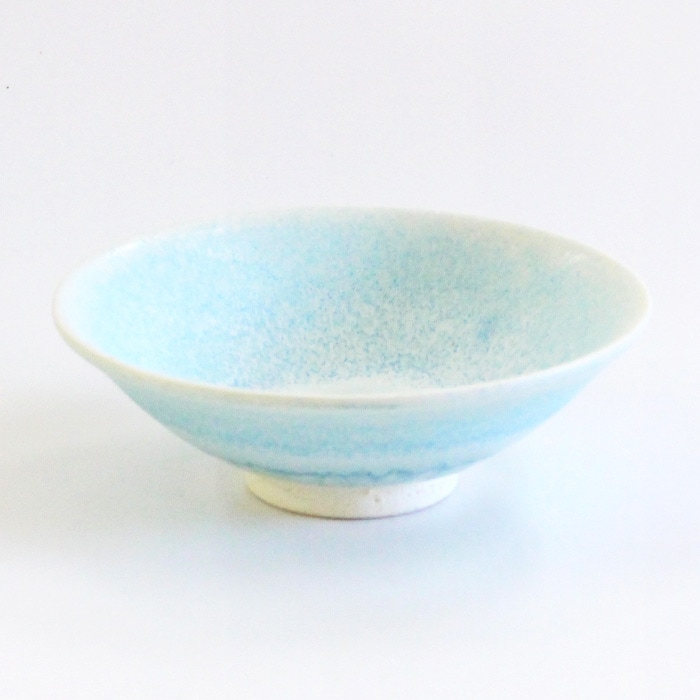 茶道具 抹茶茶碗 美濃焼 平茶碗 白土水色夏茶碗（Y-4183）