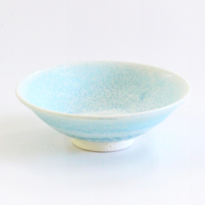 茶道具 抹茶茶碗 美濃焼 平茶碗 白土水色夏茶碗（Y-4183）