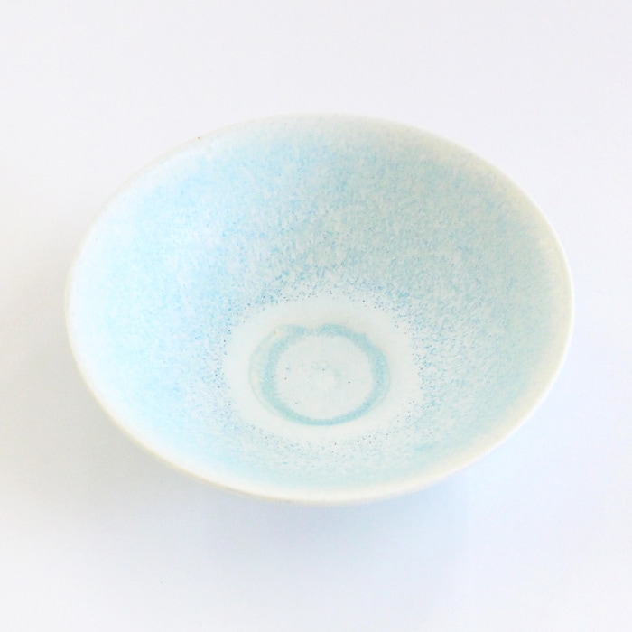 茶道具 抹茶茶碗 美濃焼 平茶碗 白土水色夏茶碗（Y-4183）