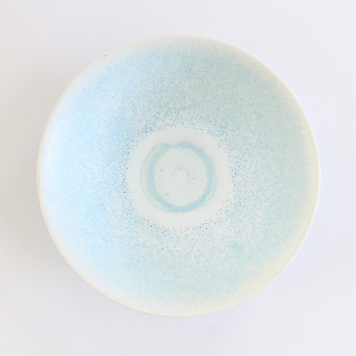 茶道具 抹茶茶碗 美濃焼 平茶碗 白土水色夏茶碗（Y-4183）