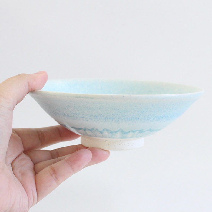 茶道具 抹茶茶碗 美濃焼 平茶碗 白土水色夏茶碗（Y-4183）