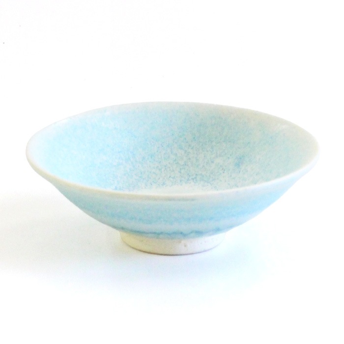 茶道具 抹茶茶碗 美濃焼 平茶碗 白土水色夏茶碗（Y-4183）