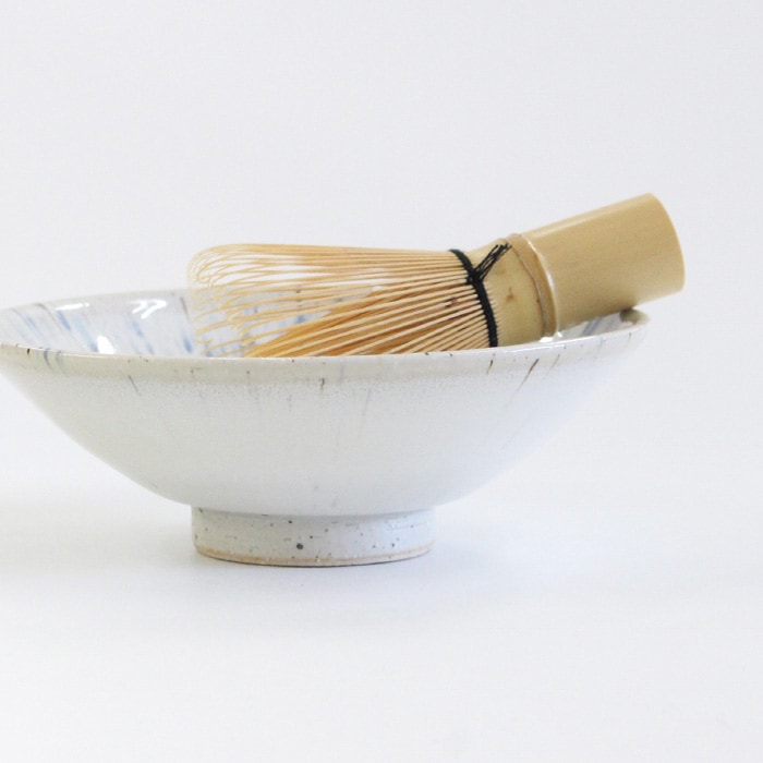 茶道具 抹茶茶碗 美濃焼 平茶碗 御影白夏抹茶（Y-4184）