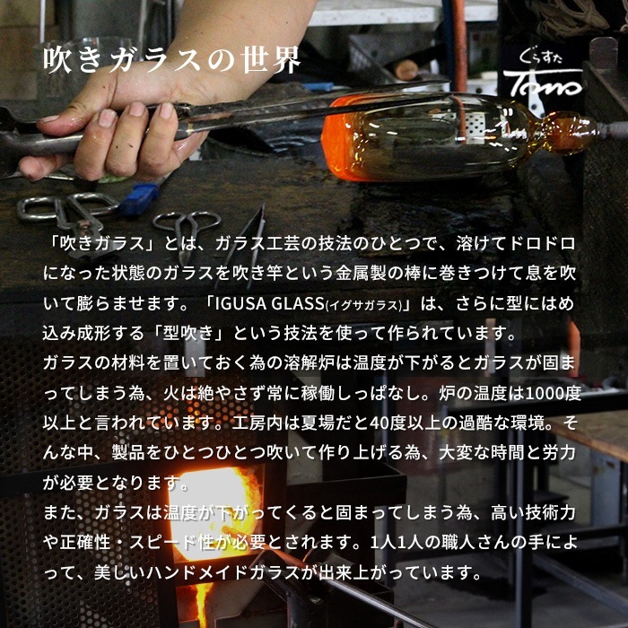 吹きガラス 水口智貴 いぐさガラス タンブラー 口径7×高11.5cm [化粧箱付]
