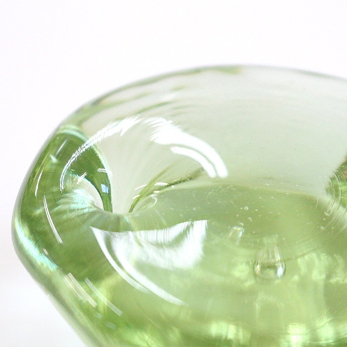 ★新品未使用 ★ 渕金唐草　クリアガラス高高台　2個セット 吹きガラス 水口智貴 いぐさガラス お香立て [化粧箱付]