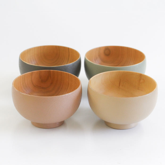 しろ　木製洗朱波千鳥椀5客　　新品未使用 三つ組入子椀 朱（大・中・小）1セット【食器洗浄機対応】 [E-09802b