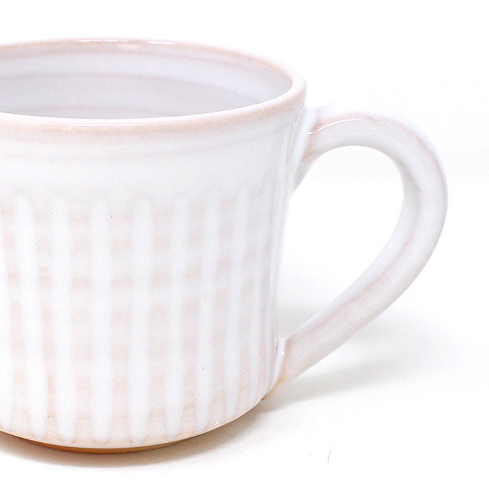 萩焼 風来房 マグカップ しのぎ 240cc 【 白 】