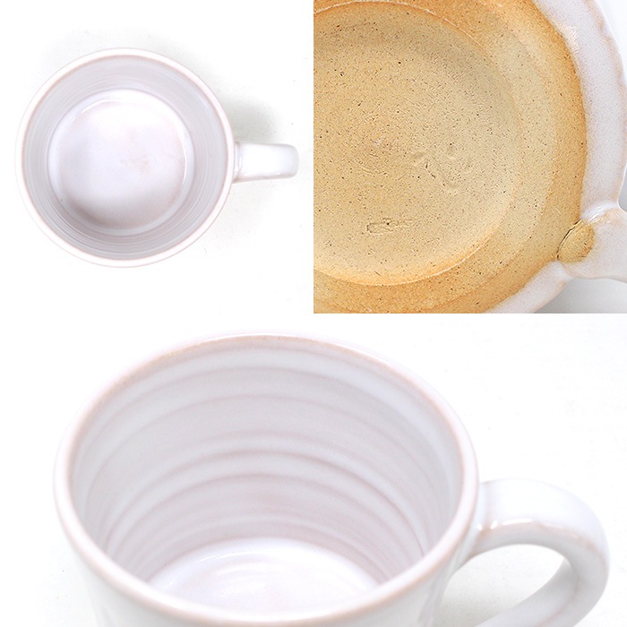 萩焼 風来房 マグカップ しのぎ 240cc 【 白 】