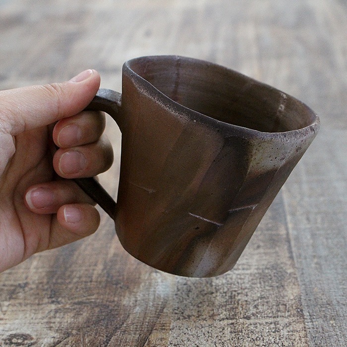 備前焼　ビアマグ　マグカップ大　2点セット 和食器 備前焼 マグカップ 陶器 面取りマグ 大饗利秀 不老窯