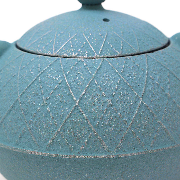 南部鉄器 新品未使用 ターコイズブルー 南部鉄器 カラー急須（アーガイル/ターコイズブルー）内部