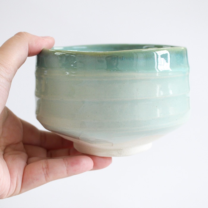 茶道具 抹茶茶碗 美濃焼 均窯 ひわ硝子