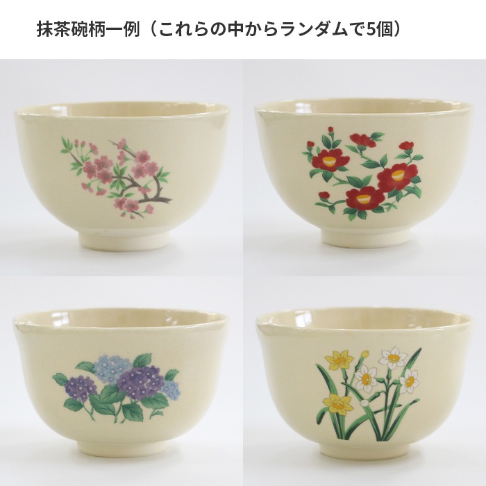茶道具 抹茶茶碗 仁清写し おけいこ 茶碗 絵付 5客セット 柄