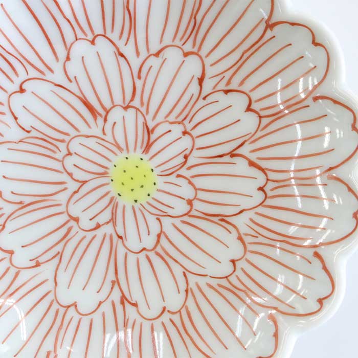 ♢4客組♢高級 翠山菊紅葉 同柄受皿付 茶碗蒸し 有田焼 栄山窯 新品