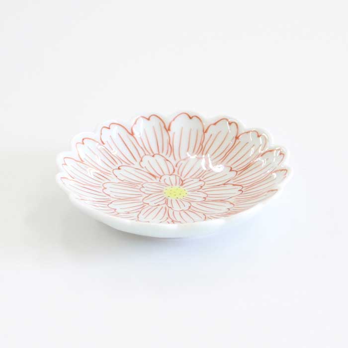 渓山窯 有田焼 豆皿 錦牡丹菊型3寸 [ 電子レンジOK ]