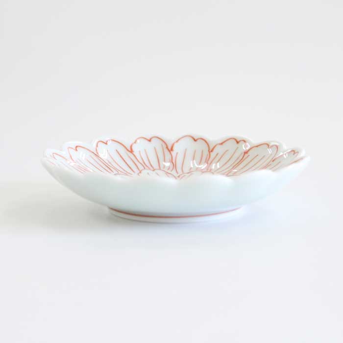 渓山窯 有田焼 豆皿 錦牡丹菊型3寸 [ 電子レンジOK ]