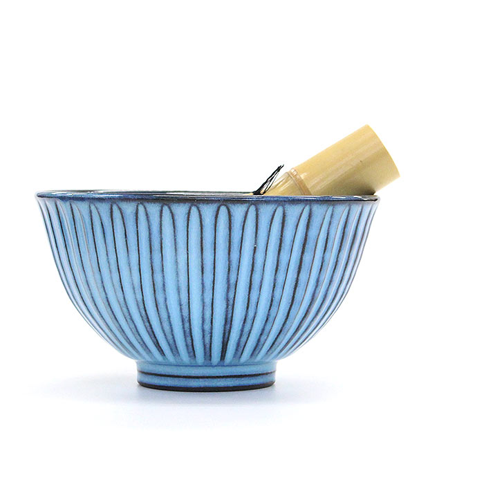 茶道具 抹茶茶碗 波佐見焼 利左エ門 蒼鎬（あおしのぎ）