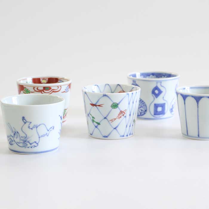 渓山窯 有田焼 そば猪口 染付菊割 [ 電子レンジOK ]