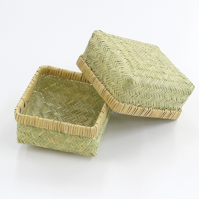 竹細工 弁当箱 すず竹 弁当かご 角 小 網代編み ／ 岩手県
