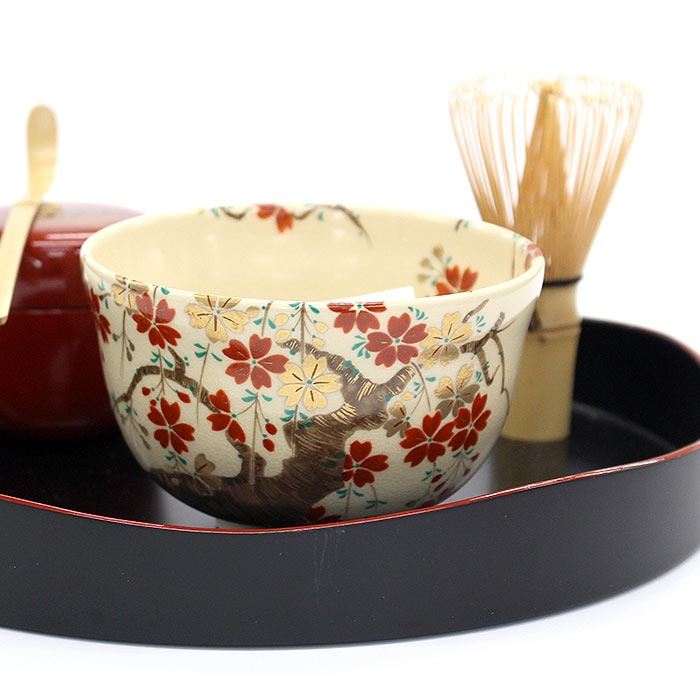 京焼 在銘 松香 枝垂桜 模様 茶碗  抹茶碗 茶道具 加藤松香　60504 京焼 在銘 松香 枝垂桜 模様 茶碗 抹茶碗 茶道具 加藤松香 60504