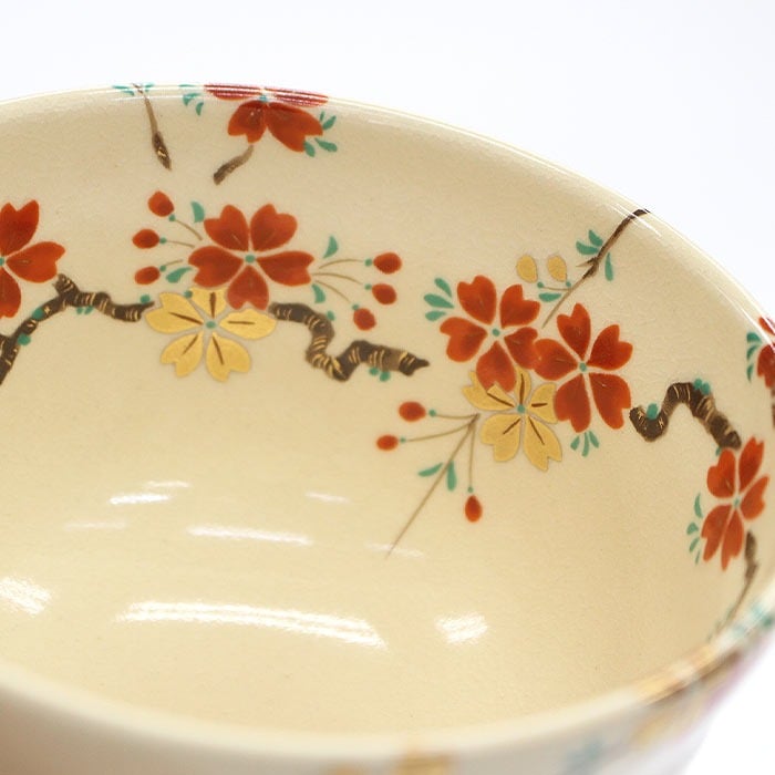 茶道具 抹茶茶碗 宮地英香作 仁清 枝垂桜