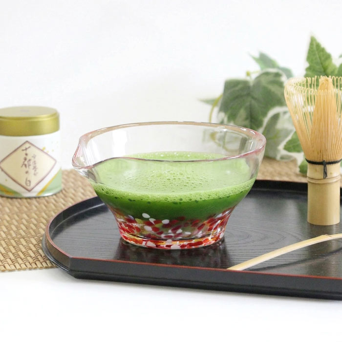 茶道具 抹茶茶碗 ガラス 松ヶ岡ガラス 片口抹茶碗 すもも