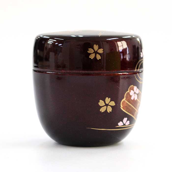 茶道具　期間限定特価　メダカ蒔絵中棗　内梨子地　新品 茶道具 棗（なつめ） 溜塗中棗 利休梅蒔絵（内梨子地） 樹脂製