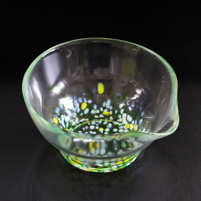 茶道具 抹茶茶碗 ガラス 松ヶ岡ガラス 片口抹茶碗 わかくさ